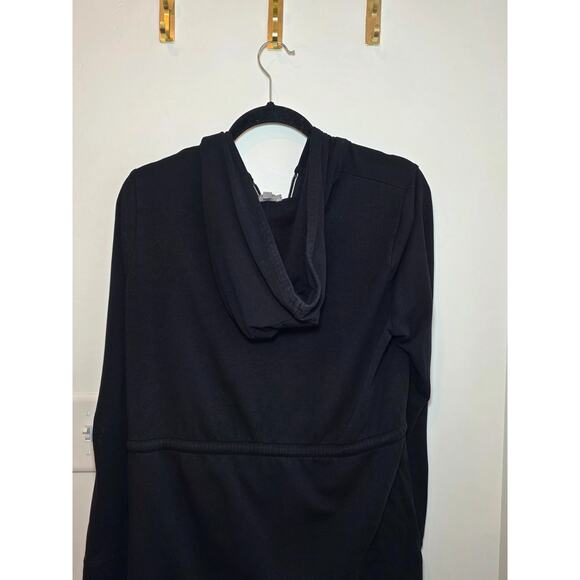 T by Talbots Jacket Lp Hoodie Black Sweatshirt Zip Cinched Waist Pockets Modal - Picture 6 of 8